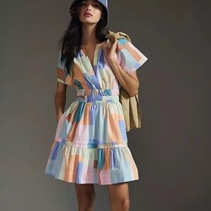 Anthropologie The Somerset Mini Multi Color Dress Size XS petite pastel